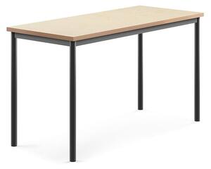 AJ Produkty Stůl SONITUS, 1400x600x760 mm, antracitově šedé nohy, deska s linoleem, béžová