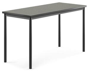 AJ Produkty Stůl SONITUS, 1400x600x760 mm, antracitově šedé nohy, deska s linoleem, tmavě šedá