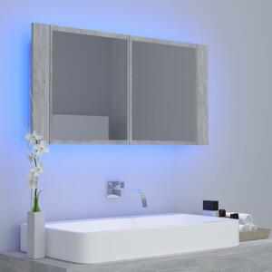LED koupelnová skříňka se zrcadlem betonově šedá 90x12x45 cm
