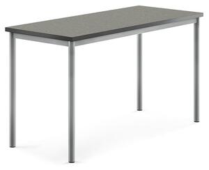AJ Produkty Stůl SONITUS, 1400x600x760 mm, stříbrné nohy, deska s linoleem, tmavě šedá