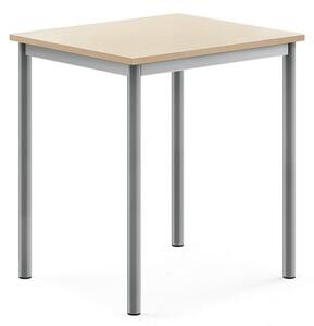 AJ Produkty Stůl SONITUS, 700x600x760 mm, stříbrné nohy, HPL deska tlumící hluk, bříza