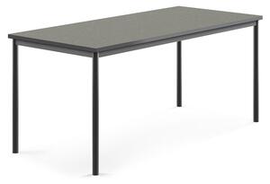 AJ Produkty Stůl SONITUS, 1800x800x760 mm, antracitově šedé nohy, deska s linoleem, tmavě šedá