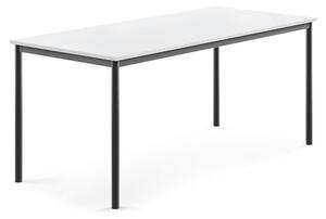 AJ Produkty Stůl SONITUS, 1800x800x760 mm, antracitově šedé nohy, HPL deska tlumící hluk, bílá