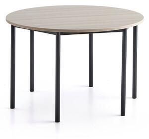 AJ Produkty Stůl BORÅS PLUS, Ø1200x760 mm, antracitově šedé nohy, HPL deska, jasan