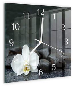Skleněné hodiny Květina a kameny zskb-30x30-00059936
