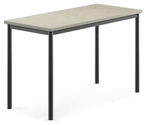AJ Produkty Stůl SONITUS, 1200x600x760 mm, antracitově šedé nohy, deska s linoleem, šedá