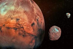DIMEX | Vliesová fototapeta Planeta Mars MS-5-2292 | 375 x 250 cm| červená, černá, oranžová