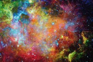DIMEX | Vliesová fototapeta Prvky galaxie MS-5-2299 | 375 x 250 cm| zelená, červená, černá, oranžová