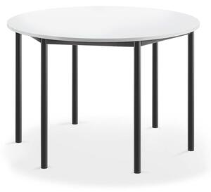 AJ Produkty Stůl BORÅS, Ø1200x760 mm, antracitově šedé nohy, HPL deska, bílá