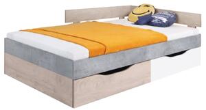 Dětská postel 120 x 90 cm s úložnými šuplíky Giga 16 dub / bílý lux / beton