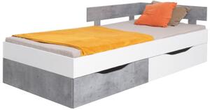 Dětská postel 120 x 90 cm s úložnými šuplíky Giga 16 bílý lux / beton