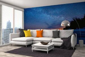 DIMEX | Vliesová fototapeta Hvězdná obloha MS-5-2316 | 375 x 250 cm| modrá, černá, oranžová