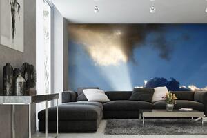 DIMEX | Vliesová fototapeta Paprsky mezi mraky MS-5-2321 | 375 x 250 cm| modrá, bílá, šedá