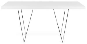 Bílý pracovní stůl TEMAHOME Multi 160 x 90 cm s chromovanou podnoží