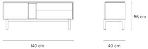 Krémově bílý lakovaný TV stolek Teulat Corvo 140 x 40 cm