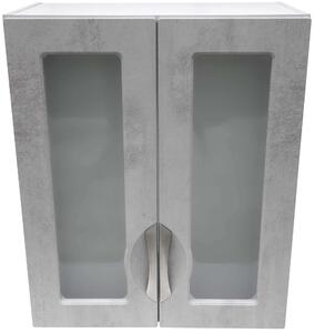 Prosklená kuchyňská skříňka 60 cm barva beton korpus šedý