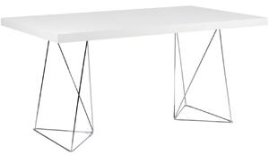 Porto Deco Bílý dřevěný stůl Antonio 180 x 90 cm s chromovou podnoží