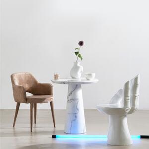 Béžová sametová jídelní židle Polspotten Cosy s područkami