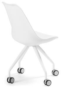 Bílá koženková konferenční židle Kave Home Ralf