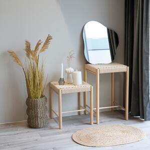 Nordic Living Dřevěná stolička Abannon 66,5 cm s proutěným výpletem