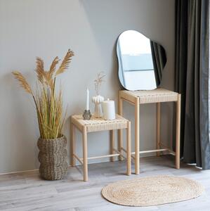 Nordic Living Dřevěná stolička Abannon 46,5 cm s proutěným výpletem