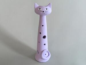 Kočka Ágnes - velká na svíčku - fialová Keramika Andreas