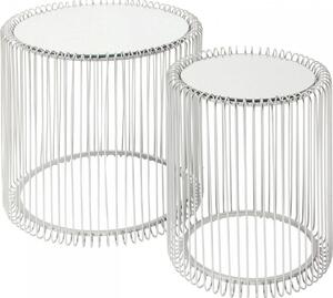 Kare Design Set dvou stříbrných odkládacích stolků Wire 44/32,5 cm