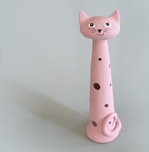 Kočka Ágnes - velká na svíčku - růžová Keramika Andreas