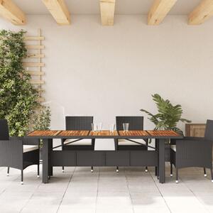 Zahradní stůl s akáciovou deskou černý 240x90x75 cm polyratan