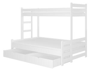 Patrová postel pro 3 děti Blanka, 200x90cm, bílá