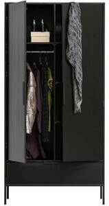 Hoorns Černá borovicová šatní skříň Mutas 200 x 100 cm