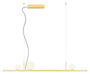 Redo Závěsné LED lineární svítidlo DUNE, 40W, š. 120 cm, CRI90, stmívatelné Barva: Zlatá-opalové sklo, Barva světla: 2700K