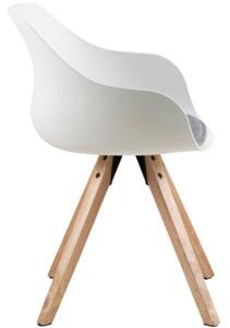 Scandi Bílá plastová jídelní židle Durana s dřevěnou podnoží