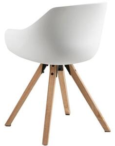 Scandi Bílá plastová jídelní židle Durana s dřevěnou podnoží