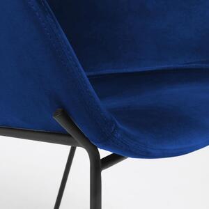 Kave Home Modrá sametová barová židle LaForma Zadine 74 cm