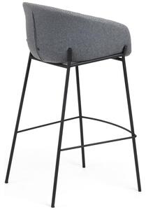 Šedá látková barová židle Kave Home Yvette 74 cm