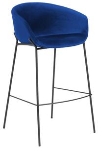 Kave Home Modrá sametová barová židle LaForma Zadine 74 cm