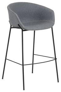 Kave Home Šedá látková barová židle LaForma Zadine 74 cm