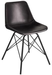 OnaDnes -20% Černá kožená jídelní židle J-line Sid