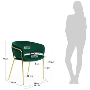 Zelená sametová jídelní židle Kave Home Runnie