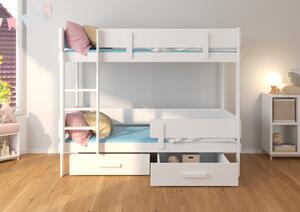 Patrová postel pro 2 děti Estera, 200x90cm, bílá/růžová