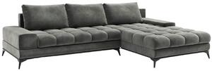 Šedá sametová rozkládací rohová pohovka Windsor & Co Deneb 315 cm, pravá