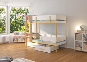 Patrová postel pro 2 děti Estera, 200x90cm, borovice/bílá