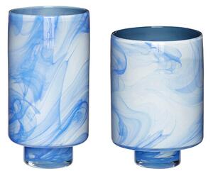 Hübsch - Candy Vases 2 pcs. Blue/White - Lampemesteren