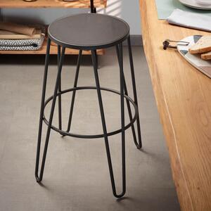 Grafitově šedá kovová barová židle Kave Home Mallone 76 cm