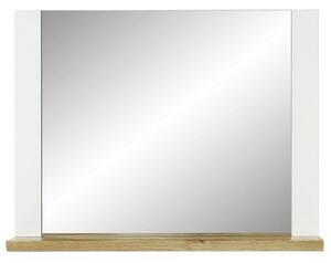 Nástěnné zrcadlo s poličkou Materio, dub/bílé