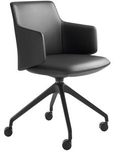 LD Seating ® Tmavě šedá kožená konferenční židle MELODY MEETING 360-F75
