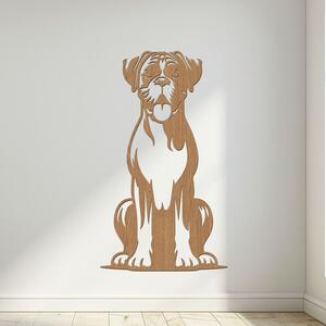Dřevěná dekorace psa Boxer | Rozměry (cm): 23x40 | Zvolte barvu dekoru: Horský dub