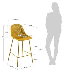 Žlutá plastová barová židle Kave Home Quinby 75 cm