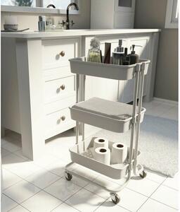 Compactor Koupelnový vozík s kolečky Grena, 3 police, 43 x 34,8 x 75 cm, šedá